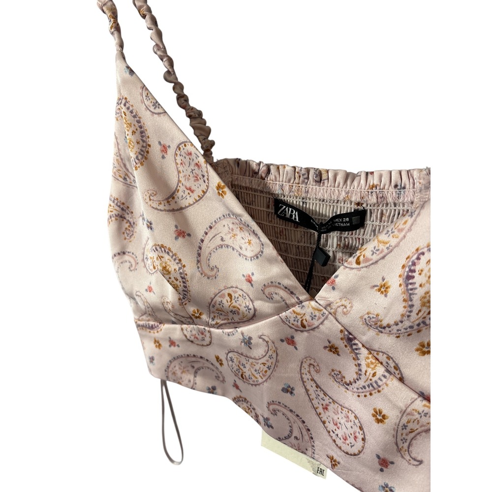 Zara Paisley Satin Bralette Crop Top NWT - Picture 4 of 5